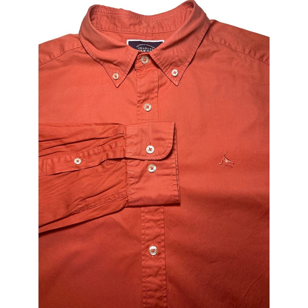 Charles Tyrwhitt Button Down Shirt Men's Size Large Orange Classic Fit
